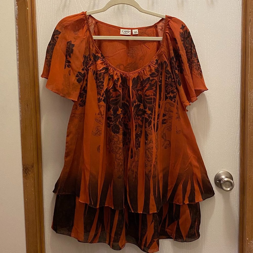 Cato Brown and Black Short Sleeved Top